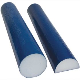 CanDo White PE Foam Roller with Blue TufCoat , Half-Round, 4" Dia. x 12"L
