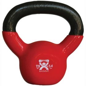 CanDo Vinyl-Coated Cast Iron Kettlebell, 7.5 lb., Red