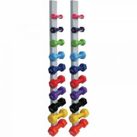 CanDo Vinyl-Coated Cast Iron Dumbbell Set with Two Wall Racks, 20 Piece Set