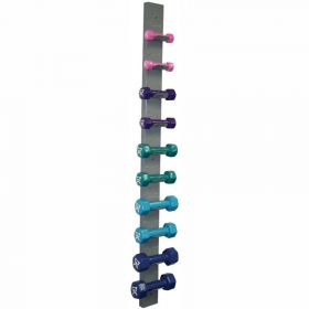 CanDo Vinyl-Coated Cast Iron Dumbbell Set with Wall Rack, 10 Piece Set
