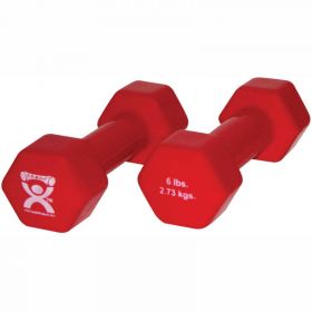CanDo Vinyl-Coated Cast Iron Dumbbell, Red, 6 lb., 1 Pair