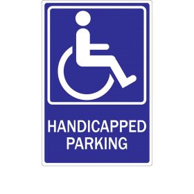 Eco Parking Sign, Handicapped Parking with Icon, Aluminum, 12" W x 18" H
