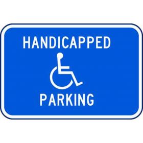 Eco Parking Sign, Handicapped Parking with Icon, Aluminum, 18" W x 12" H