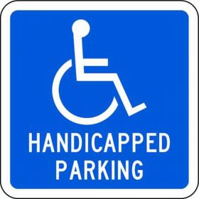 Eco Parking Sign, Handicapped Parking with Icon, Aluminum, 12" W x 12" H