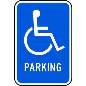 Eco Parking Sign, Parking with Handicapped Icon, Aluminum, 12" W x 18" H
