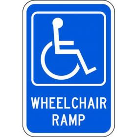 Eco Parking Sign, Wheelchair Ramp with Handicapped Icon, Aluminum, 12" W x 18" H