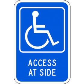 Eco Parking Sign, Access At Side with Handicapped Icon, Aluminum, 12" W x 18" H