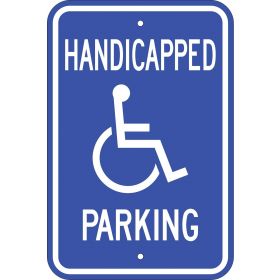 Eco Parking Sign, Handicapped Parking, Aluminum, 12" W x 18" H